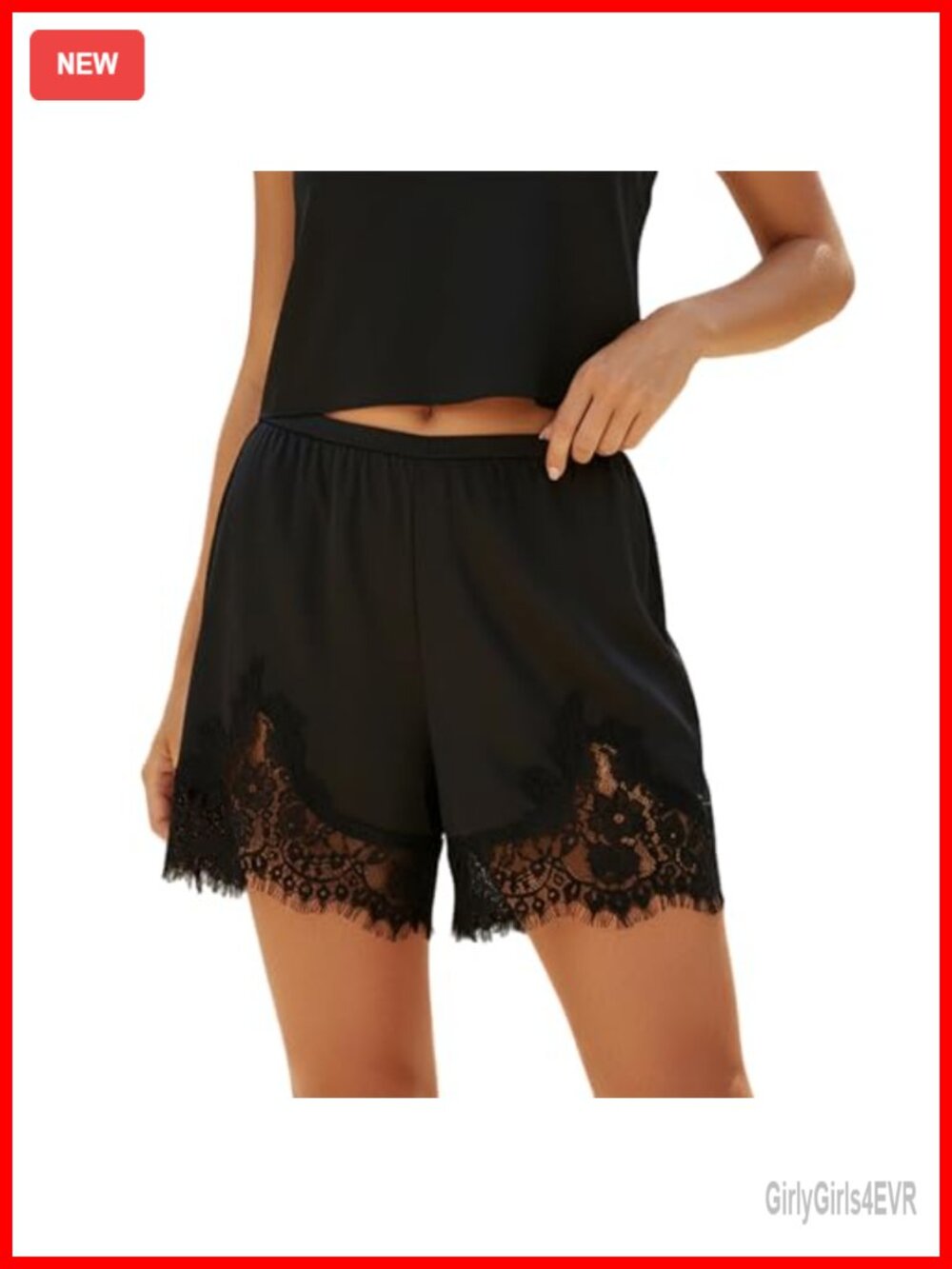 Women's Lace Trim Satin Silk Shorts Y2K Lounge Bottoms